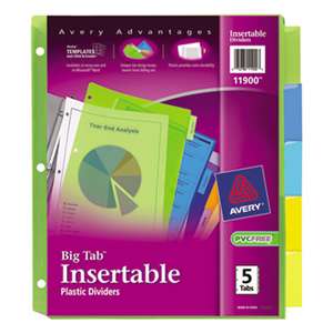 AVERY-DENNISON Insertable Big Tab Plastic Dividers, 5-Tab, Letter