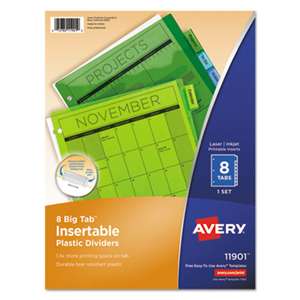 AVERY-DENNISON Insertable Big Tab Plastic Dividers, 8-Tab, Letter