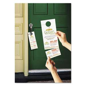 AVERY-DENNISON Door Hanger w/Tear-Away Cards, 4 1/4 x 11, Matte White, 10/Sheet, 40 Sheets/Pack