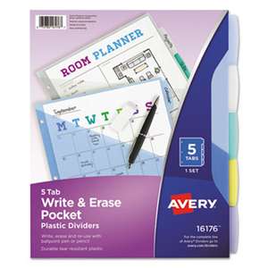 AVERY-DENNISON Write-On Big Tab Plastic Dividers, 5-Tab, Letter