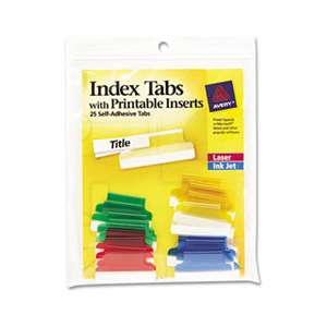 AVERY-DENNISON Insertable Index Tabs with Printable Inserts, 1, Assorted Tab, 25/Pack