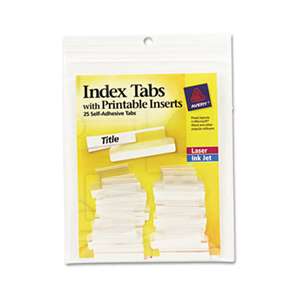 AVERY-DENNISON Insertable Index Tabs with Printable Inserts, One, Clear Tab, 25/Pack