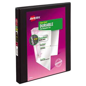 AVERY-DENNISON Durable View Binder w/Slant Rings, 11 x 8 1/2, 1/2" Cap, Black