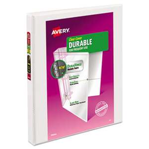 AVERY-DENNISON Durable View Binder w/Slant Rings, 11 x 8 1/2, 1/2" Cap, White