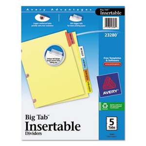 AVERY-DENNISON Insertable Big Tab Dividers, 5-Tab, Letter