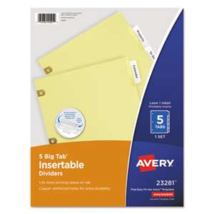 AVERY-DENNISON Insertable Big Tab Dividers, 5-Tab, Letter