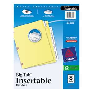 AVERY-DENNISON Insertable Big Tab Dividers, 8-Tab, Letter