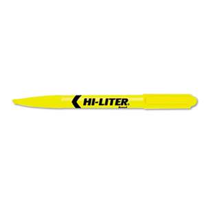 AVERY-DENNISON Pen Style Highlighter, Chisel Tip, Fluorescent Yellow Ink, Dozen