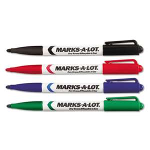 AVERY-DENNISON Pen Style Dry Erase Markers, Bullet Tip, Assorted, 4/Set