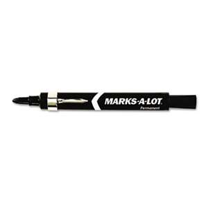 AVERY-DENNISON Large Desk Style Permanent Marker w/ Metal Pocket Clip, Bullet Tip, Black, Dozen