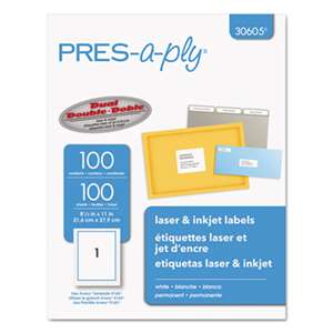 AVERY-DENNISON Laser Full-Sheet Labels, 8 1/2 x 11, White, 100/Box