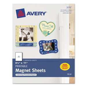 AVERY-DENNISON Printable Inkjet Magnet Sheets, 8 1/2 x 11, White, 5/Pack