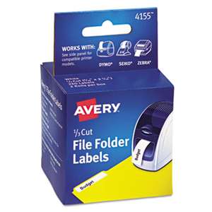 AVERY-DENNISON Thermal Printer File Folder Labels, 1/3 Cut, White, 130/Roll, 2 Rolls
