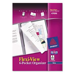 AVERY-DENNISON Flexi-View Six-Pocket Polypropylene Organizer, 150-Sheet Cap., Translucent/Navy