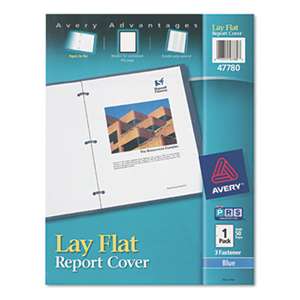 AVERY-DENNISON Lay Flat View Report Cover w/Flexible Fastener, Letter, 1/2" Cap, Clear/Blue