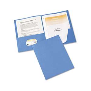 AVERY-DENNISON Two-Pocket Folder, Prong Fastener, Letter, 1/2" Capacity, Light Blue, 25/Box