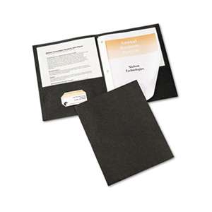 AVERY-DENNISON Two-Pocket Folder, Prong Fastener, Letter, 1/2" Capacity, Black, 25/Box