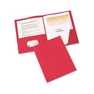 AVERY-DENNISON Two-Pocket Folder, Prong Fastener, Letter, 1/2" Capacity, Red, 25/Box