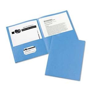 AVERY-DENNISON Two-Pocket Folder, 20-Sheet Capacity, Light Blue, 25/Box