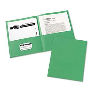 AVERY-DENNISON Two-Pocket Folder, 20-Sheet Capacity, Green, 25/Box