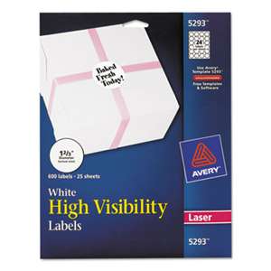 AVERY-DENNISON High-Visibility Round Permanent ID Labels, Laser, 1 2/3 dia, White, 600/Pack