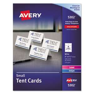 AVERY-DENNISON Small Tent Card, White, 2 x 3 1/2, 4 Cards/Sheet, 160/Box