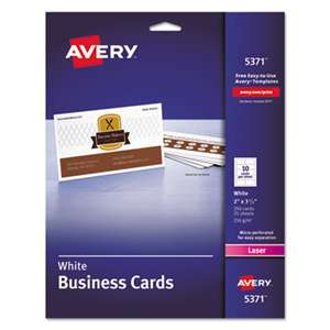 AVERY-DENNISON Printable Microperf Business Cards, Laser, 2 x 3 1/2, White, Uncoated, 250/Pack