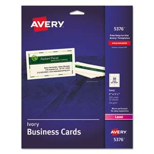 AVERY-DENNISON Printable Microperf Business Cards, Laser, 2 x 3 1/2, Ivory, Uncoated, 250/Pack