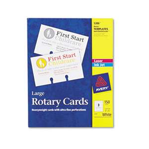 AVERY-DENNISON Large Rotary Cards, Laser/Inkjet, 3 x 5, 3 Cards/Sheet, 150 Cards/Box