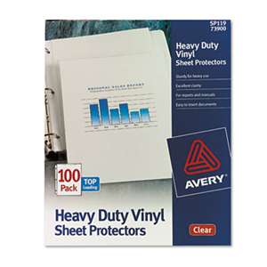 AVERY-DENNISON Top-Load Vinyl Sheet Protectors, Heavy Gauge, Letter, Clear, 100/Box