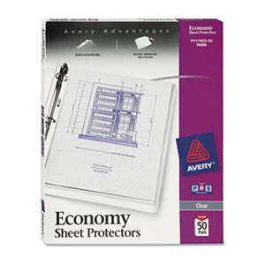 AVERY-DENNISON Top-Load Sheet Protector, Economy Gauge, Letter, Clear, 50/Box