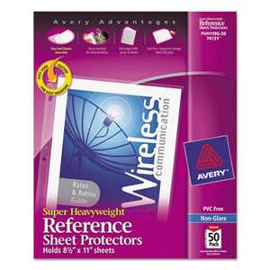 AVERY-DENNISON Top-Load Poly Sheet Protectors, Super Heavy Gauge, Letter, Nonglare, 50/Box