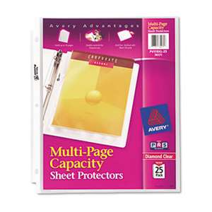 AVERY-DENNISON Multi-Page Top-Load Sheet Protectors, Heavy Gauge, Letter, Clear, 25/Pack