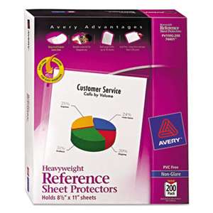 AVERY-DENNISON Top-Load Poly Sheet Protectors, Heavyweight, Letter, Nonglare, 200/Box