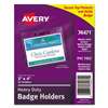 AVERY-DENNISON Secure Top Heavy-Duty Badge Holders, Horizontal, 4w x 3h, Clear, 25/Pack