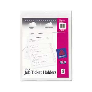 AVERY-DENNISON Job Ticket Holders, Heavy Gauge Vinyl, 9 x 12, Clear, 10/Pack