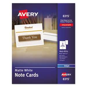 AVERY-DENNISON Note Cards for Inkjet Printers, 4 1/4 x 5 1/2, Matte White, 60/Pack w/Envelopes