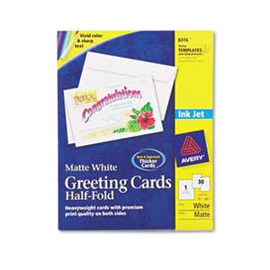 AVERY-DENNISON Half-Fold Greeting Cards, Inkjet, 5 1/2 x 8 1/2, Matte White, 30/Box w/Envelopes