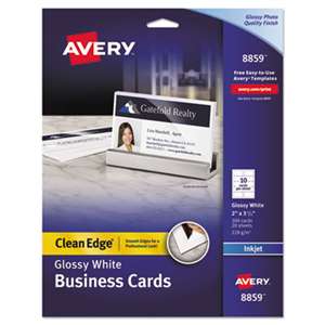 AVERY-DENNISON True Print Clean Edge Business Cards, Inkjet, 2 x 3 1/2, Glossy White, 200/Pack