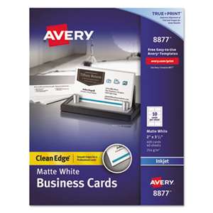 AVERY-DENNISON True Print Clean Edge Business Cards, Inkjet, 2 x 3 1/2, White, 400/Box