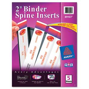 AVERY-DENNISON Binder Spine Inserts, 2" Spine Width, 4 Inserts/Sheet, 5 Sheets/Pack