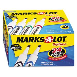 AVERY-DENNISON Desk Style Dry Erase Marker, Chisel Tip, Assorted, 24/Pack