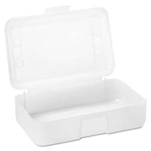 ADVANTUS CORPORATION Gem Polypropylene Pencil Box with Lid, Clear, 8 1/2 x 5 1/2 x 2 1/2