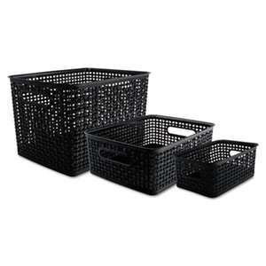 ADVANTUS CORPORATION Weave Bins, Assorted, Plastic, Black, 3 Bins