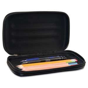ADVANTUS CORPORATION Large Soft-Sided Pencil Case, Fabric with Zipper Closure, Black