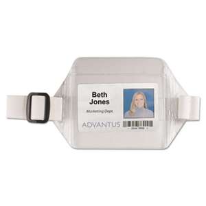 ADVANTUS CORPORATION Horizontal Arm Badge Holder, 3 3/4 x 2 3/4, Clear/White. 12 per Box