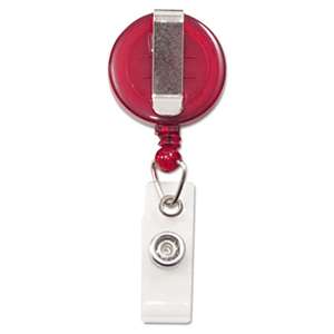 ADVANTUS CORPORATION Translucent Retractable ID Card Reel, 34" Extension, Red, 12/Pack