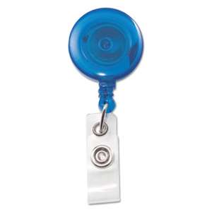 ADVANTUS CORPORATION Translucent Retractable ID Card Reel, 34" Extension, Blue, 12/Pack