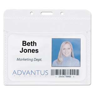 ADVANTUS CORPORATION PVC-Free Badge Holders, Horizontal, 4" x 3", Clear, 50/Pack