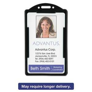ADVANTUS CORPORATION Vertical ID Card Holders, 2 1/8 x 3 3/8, Black, 25 per Pack